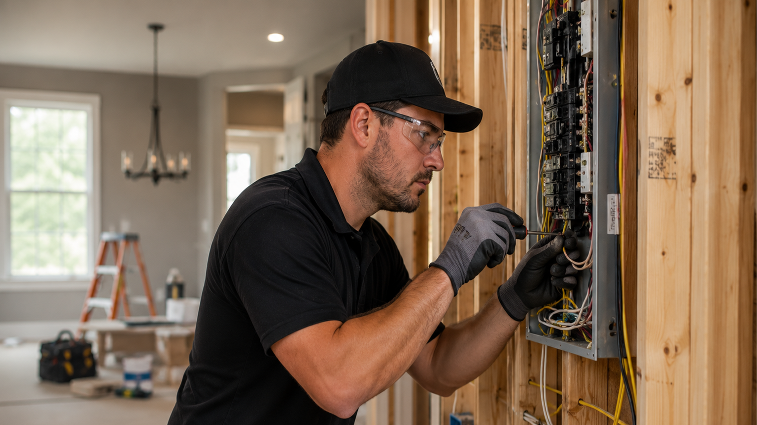 Electrician running new wiring