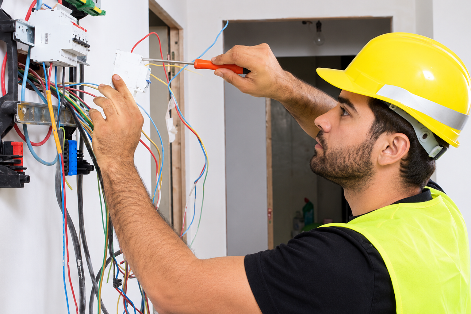 Electrician upgrading a residential electrical panel