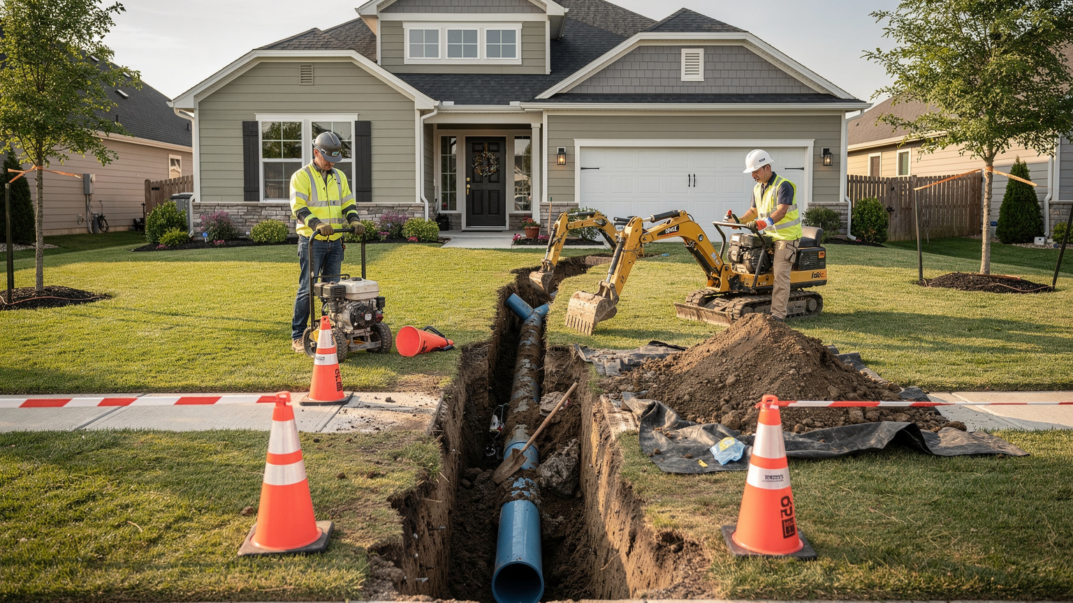 Crew working on sewer line