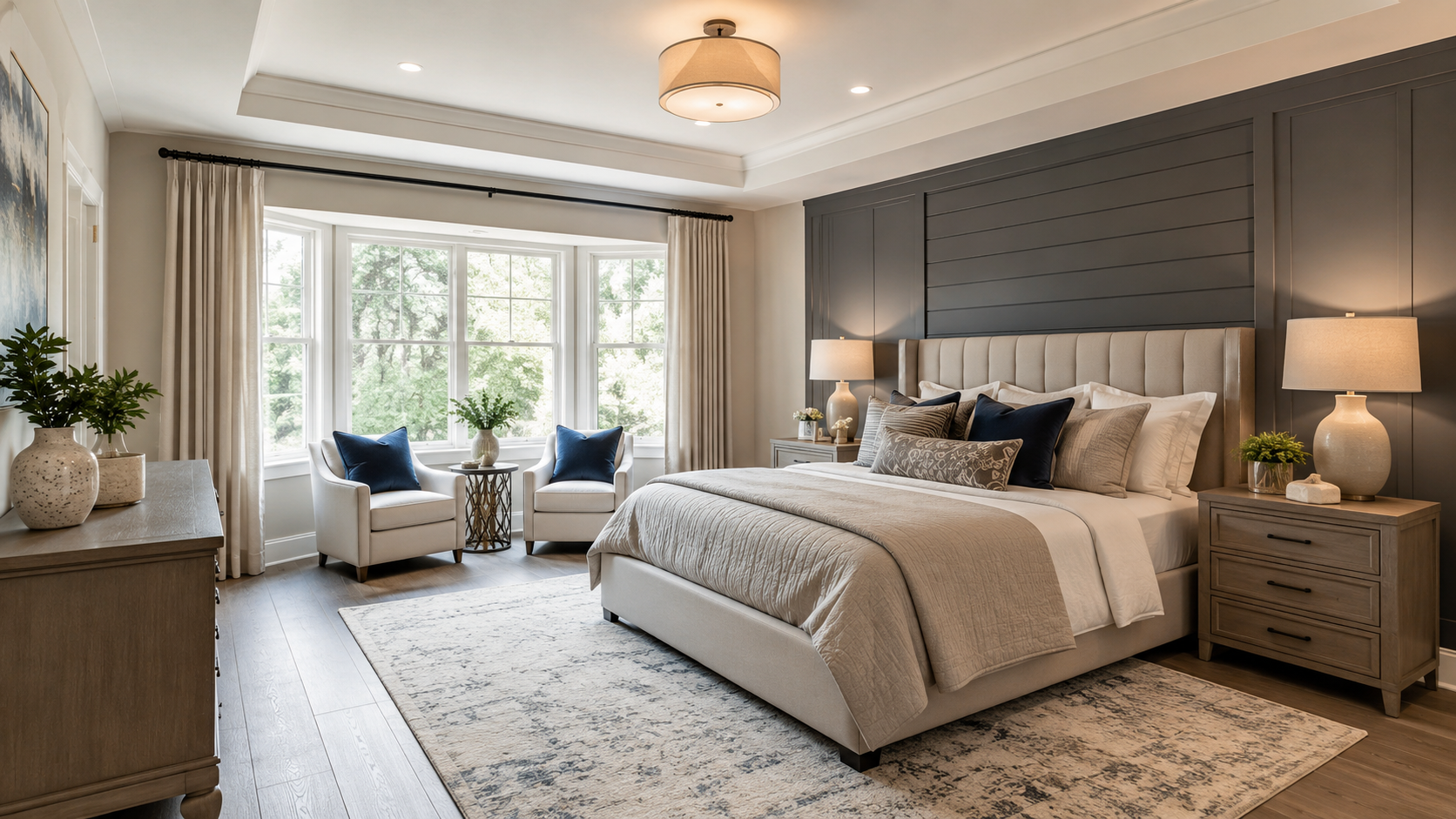 Freshly remodeled bedroom with new finishes