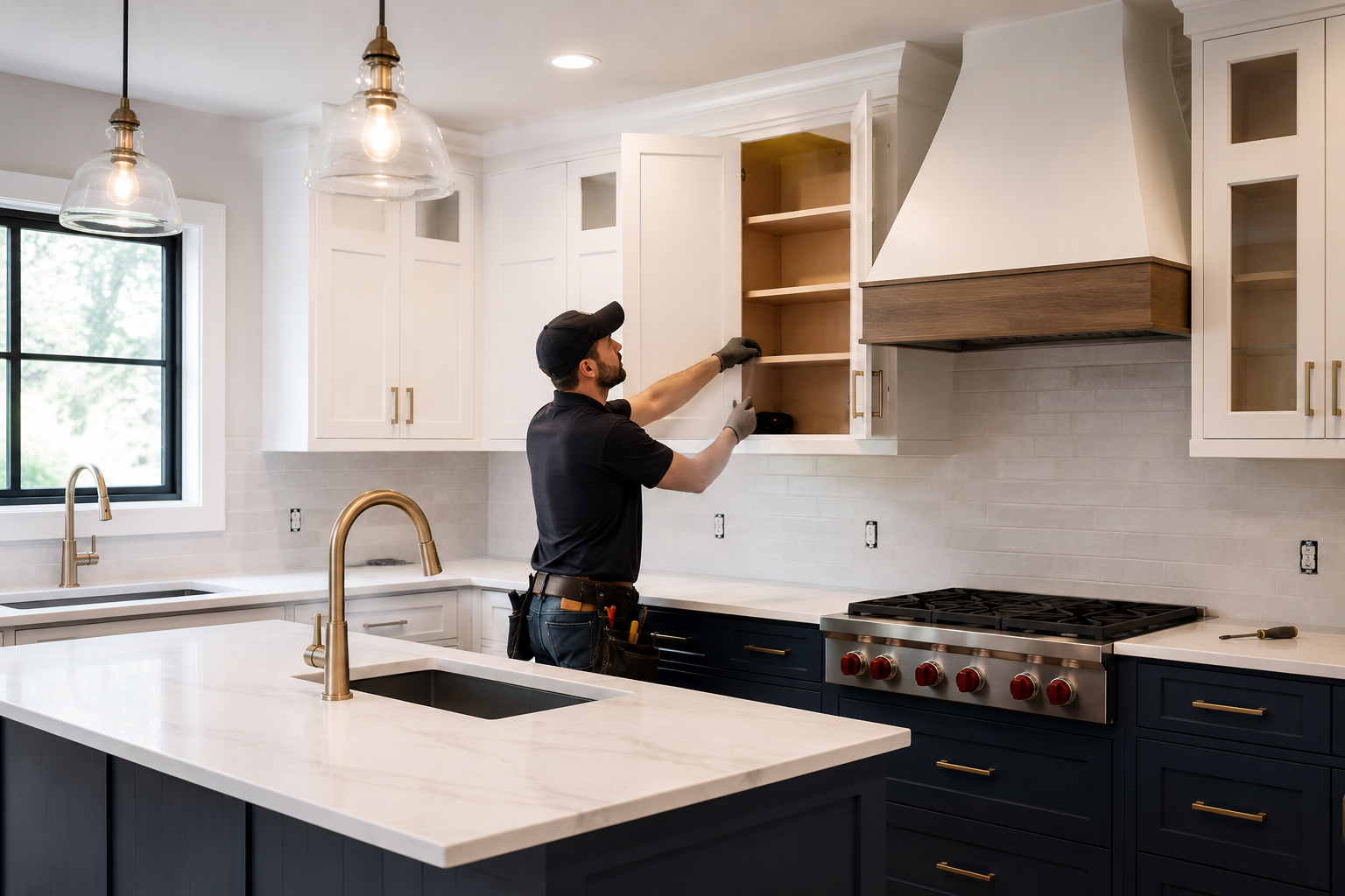 Beautifully remodeled modern kitchen with new cabinets and countertops