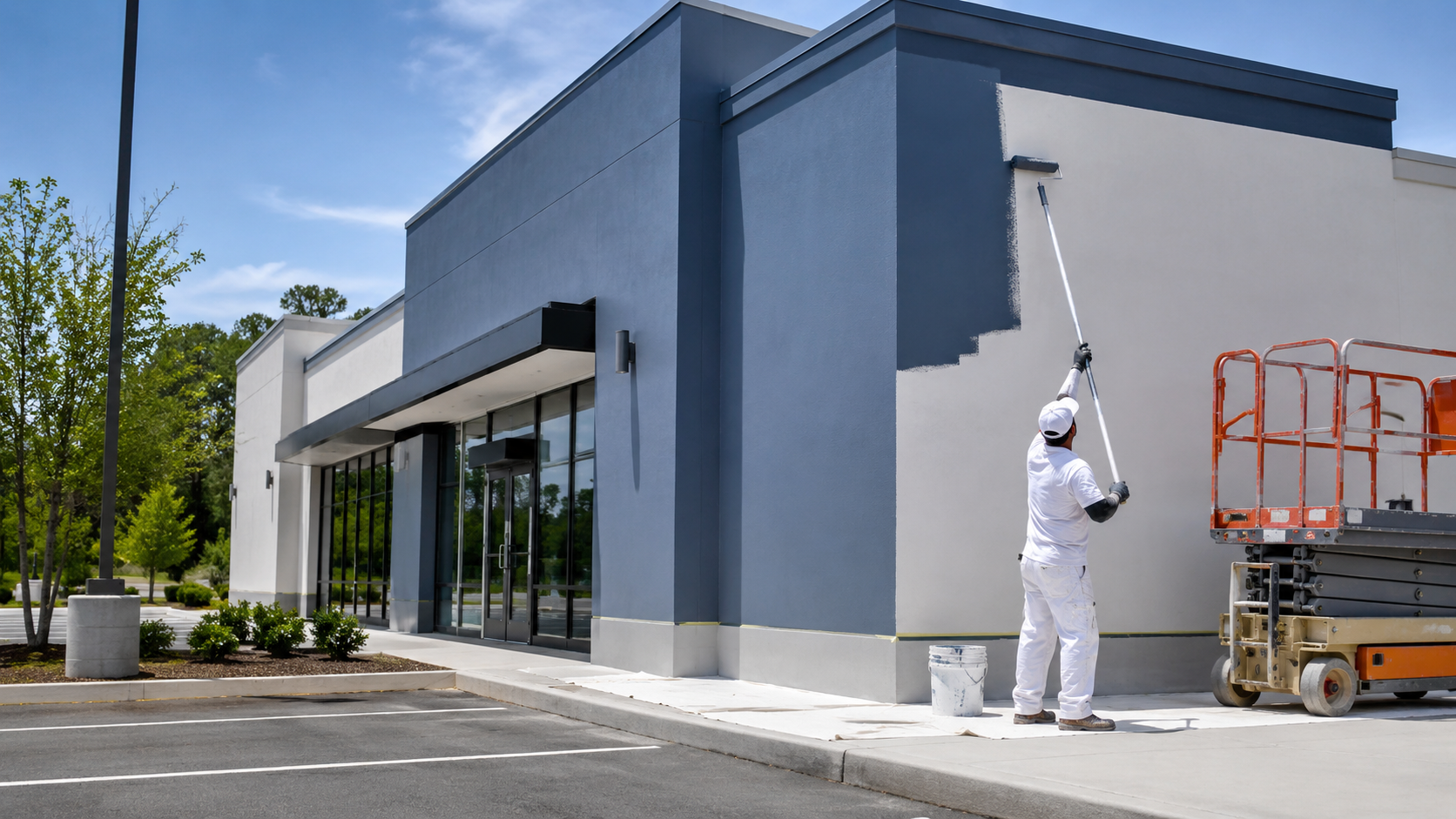 Commercial space being professionally painted